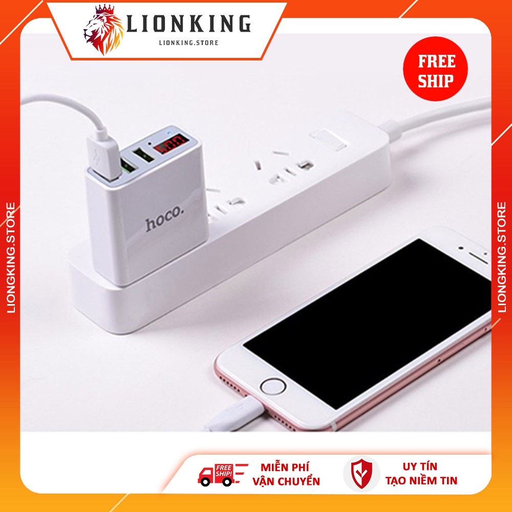 Củ sạc 3 cổng QC 3.0 sạc nhanh hoco C15 - hàng chính hãng bảo hành 6 tháng tương thích các dòng iphone, samsung, oppo...