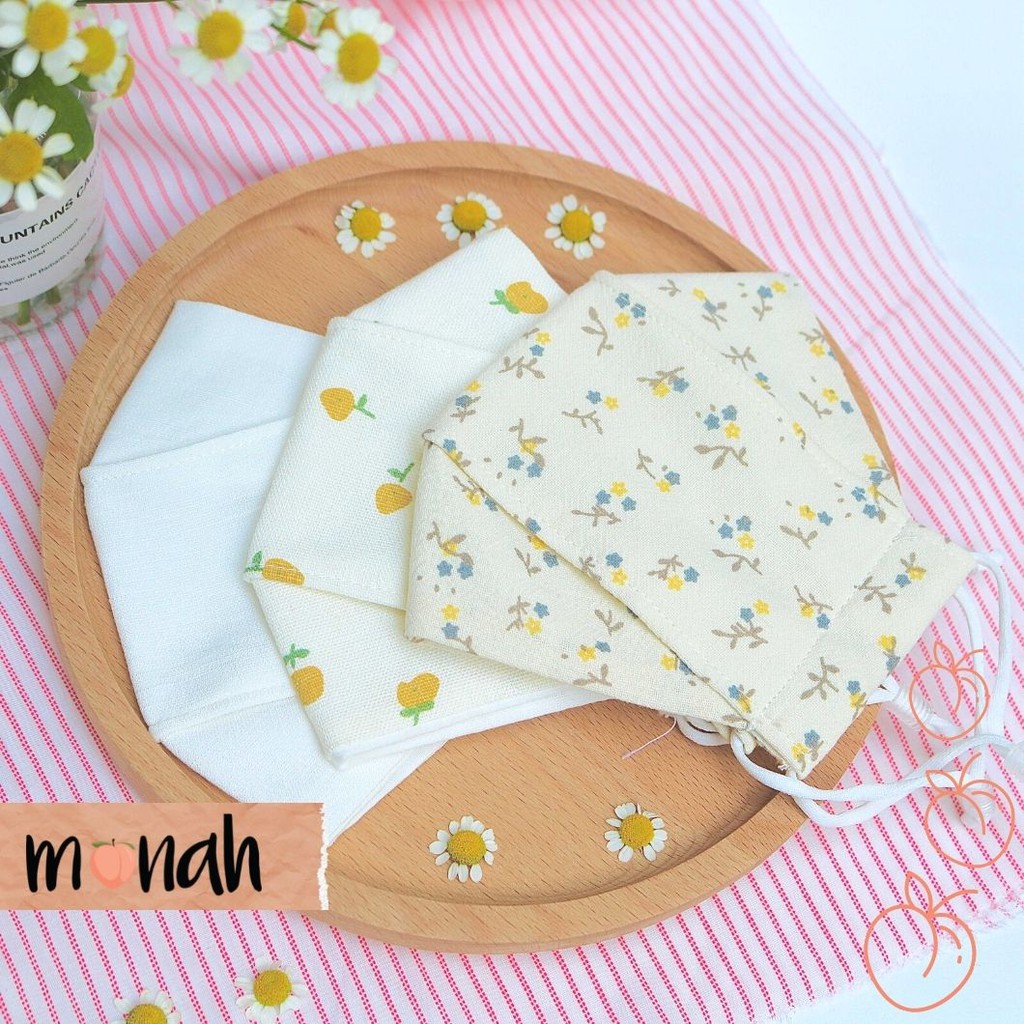 Combo 3 khẩu trang vải kháng khuẩn linen cotton 3 lớp tông trắng hồng xanh cổ điển pastel | BigBuy360 - bigbuy360.vn