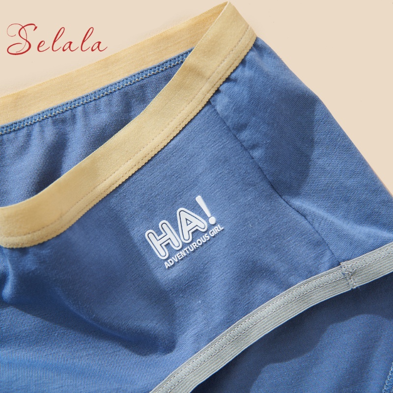 Quần Lót Nữ Selala Cotton Co Giãn Thông Thoáng Kháng Khuẩn Phối Viền QC35