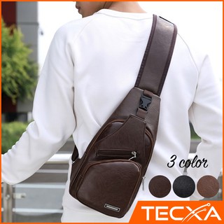 Túi đeo chéo nam da PU có dây cáp USB bền đẹp
