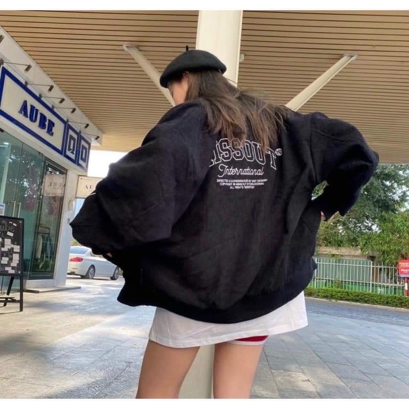 Áo Khoác Bomber Thêu Logo Chất Nhung Siêu Chất