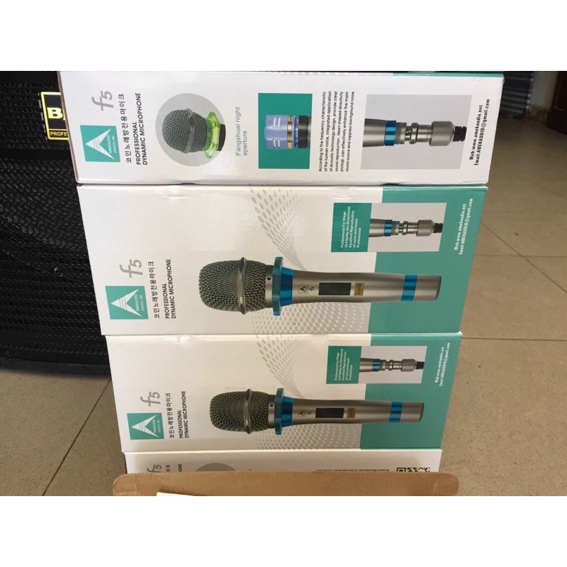 Micro Có Dây chính hãng AMEK F5 Hát Karaoke Chuyên Nghiệp, thân kim loại, Jack mạ vàng chống nhiễu