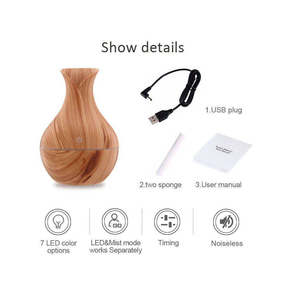 Jiashi Máy Phun Sương Làm Ẩm Không Khí Bằng Gỗ Hình Giọt Nước Sáng Tạo Sạc USB