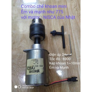 Combo chế khoan siêu Mạnh-Êm 24v với Motor NiSCA Nhật bãi