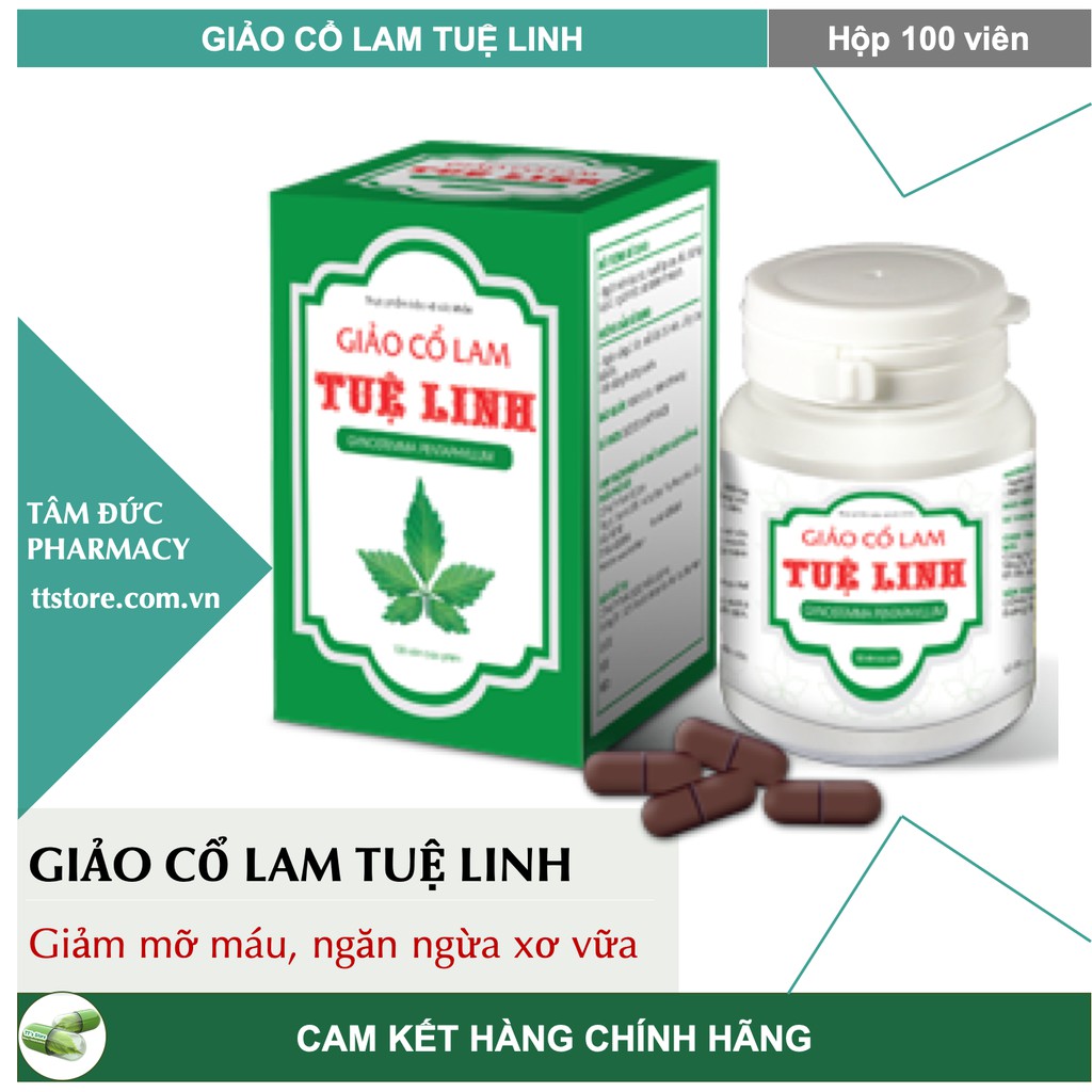 GIẢO CỔ LAM TUỆ LINH [Hộp 100 viên] - Hỗ trợ giảm mỡ máu, ngăn ngừa xơ vữa mạch máu