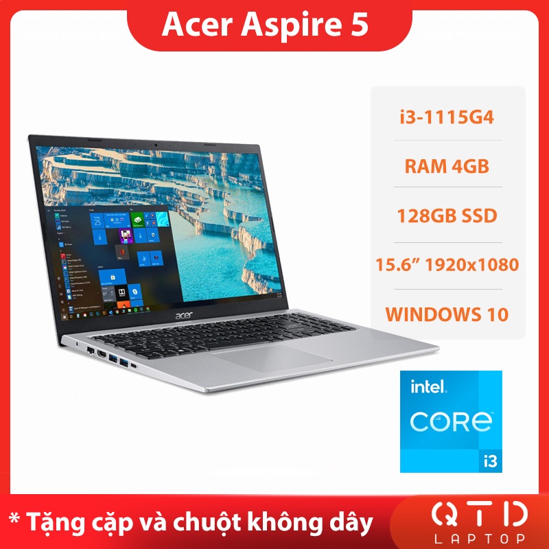 Laptop Acer Aspire 5 Core i3-1115G4/4GB/128GB/15.6"FHD /Iris Xe Graphics/Webcam/Windows 10