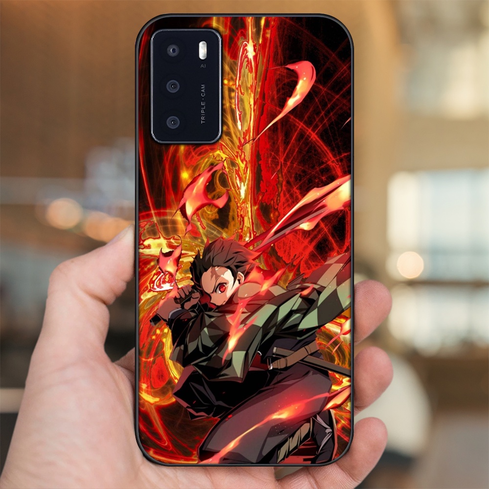 Ốp lưng Oppo A16 viền đen in hình Tanjiro Kimetsu No Yaiba