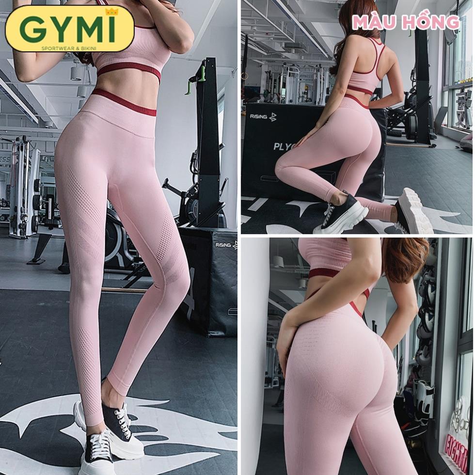 ✔️ ib Set bộ đồ tập gym yoga nữ GYMI SET20 gồm áo bra và quần legging chun mông thể thao chất dệt cao cấp co giãn