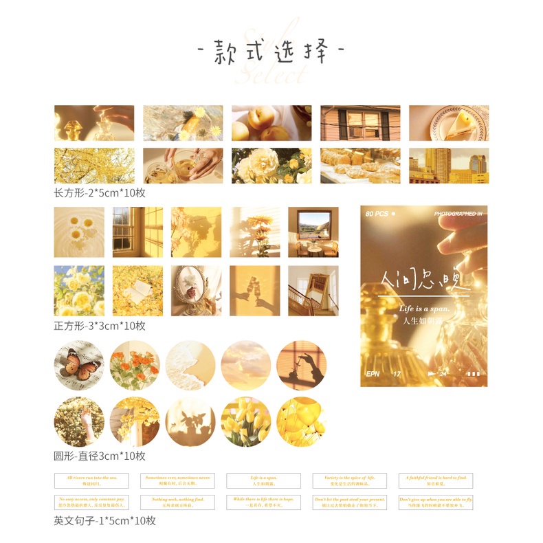 Bộ 80 tờ nhãn dán trang trí phong cách thiên nhiên