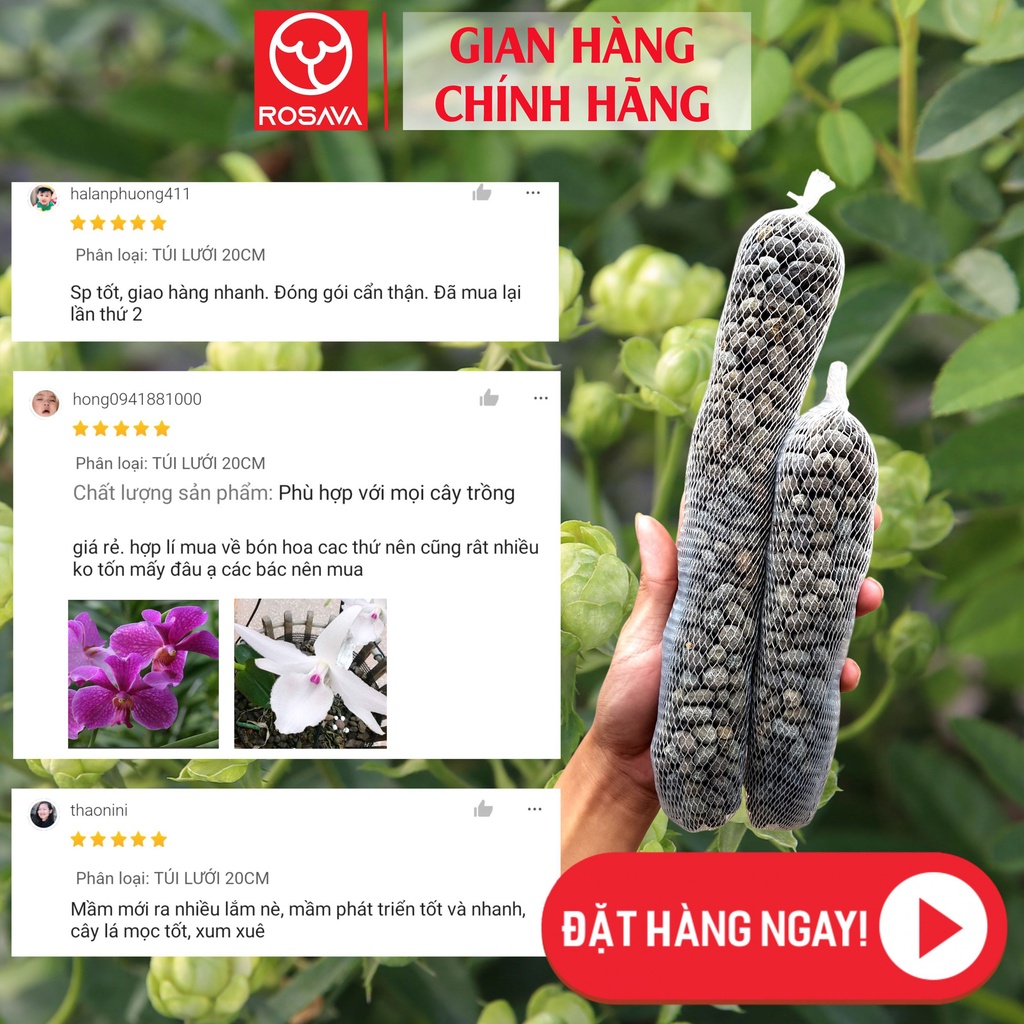 Phân dê trồng lan đã qua xử lý Rosava túi lưới 30cm sạch, rẻ, tiện, giàu dinh dưỡng bón hoa lan