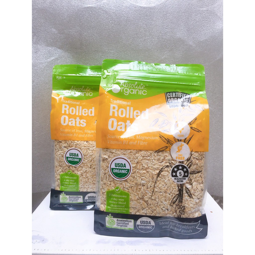 [Mã GROSALE giảm 10% đơn 150K] Yến Mạch Úc Tươi Hữu Cơ Absolute Organic Rolled Oat 700Gr