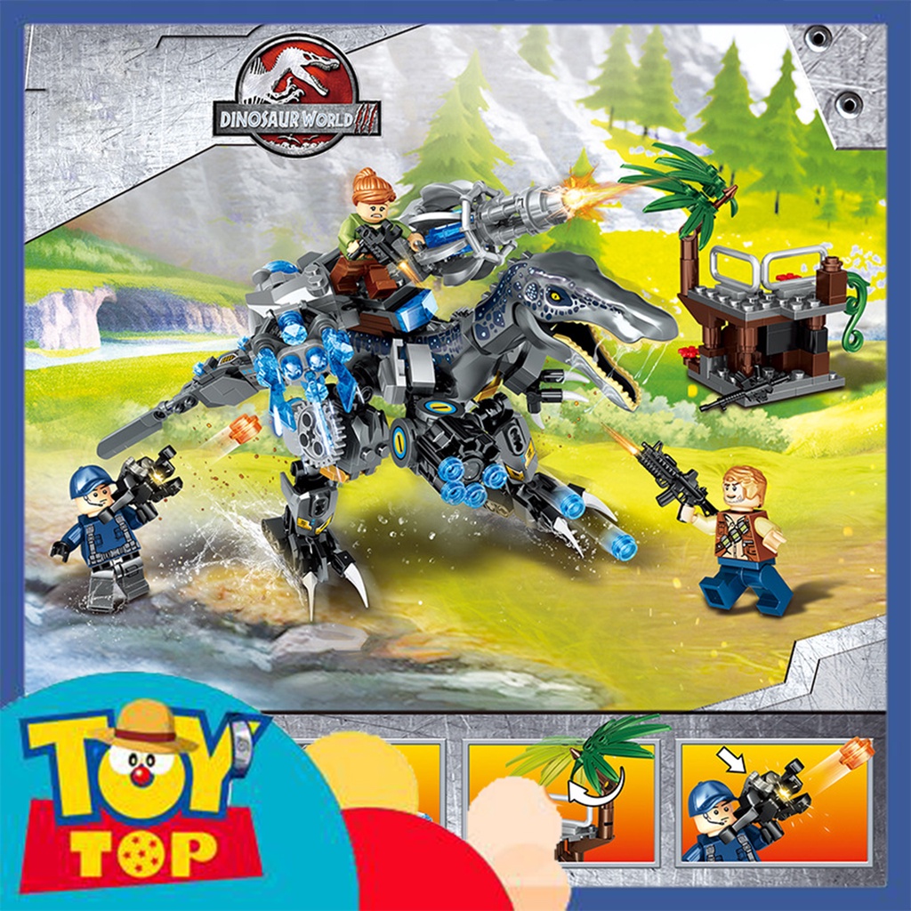 Đồ chơi lắp ráp ghép công viên khủng long máy với vũ khí tấn công nổi loạn xếp hình PRCK 69029 với 368 mảnh