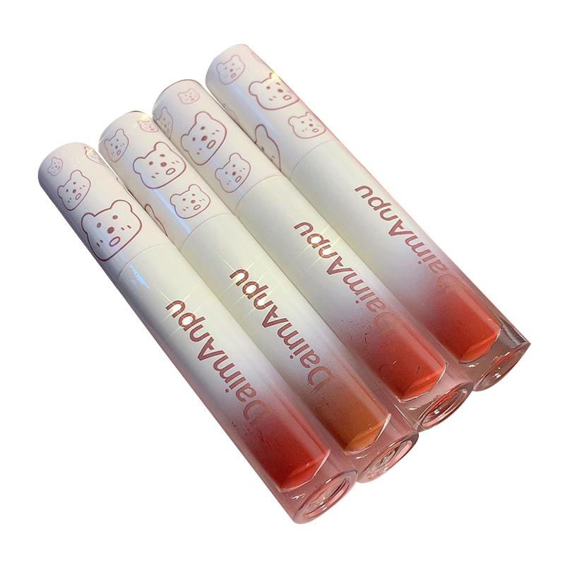 [Hàng mới về] Son bóng DAIMANPU ánh ngọc trai kháng nước và mồ hôi thiết kế in hình gấu dễ thương dùng hàng ngày 3g