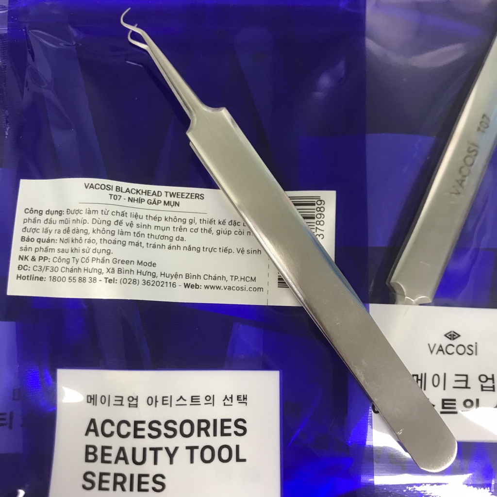 Nhíp gắp mụn đầu đen Vacosi T07  / cây nặn mụn