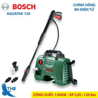 Máy rửa xe gia đình Bơm phun xịt rửa Bosch AQT 120 Áp lực 120 Bar Bảo hành điện tử 6 tháng