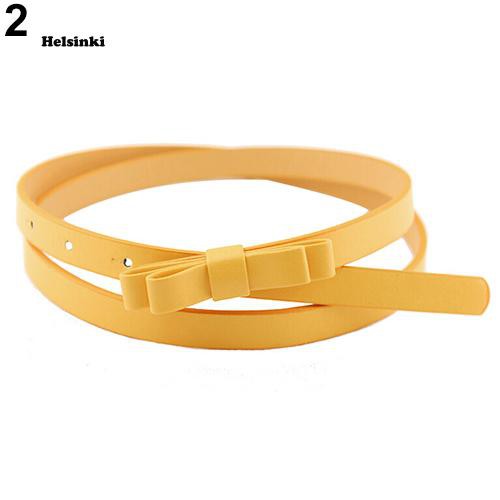 Thắt Lưng Da PU Bản Nhỏ 2 Lớp Màu Kẹo Ngọt Thời Trang Cho Nữ