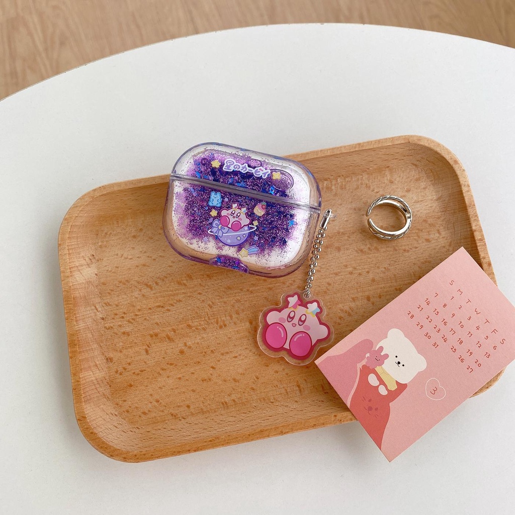 Vỏ Bảo Vệ Hộp Đựng Tai Nghe AirPods 1/2/3/Pro 2021 inPods i12 Bằng Tpu Trong Suốt Có Cát Chảy Và Móc Treo Sáng Tạo