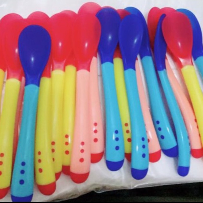 COMBO SỈ 10 Thìa Silicon Báo Nóng Cho Bé Ăn Dặm Giúp Bé Ăn Ngoan, Ngon Miệng Và An Toàn
