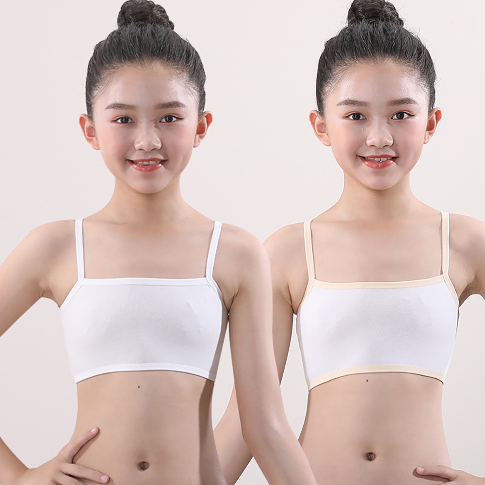 ♥Tigo♥ Girls Bra Cotton No Steel Ring Teenager Students Vest Bra Kids Bra Baby Bra No Bra Pads
