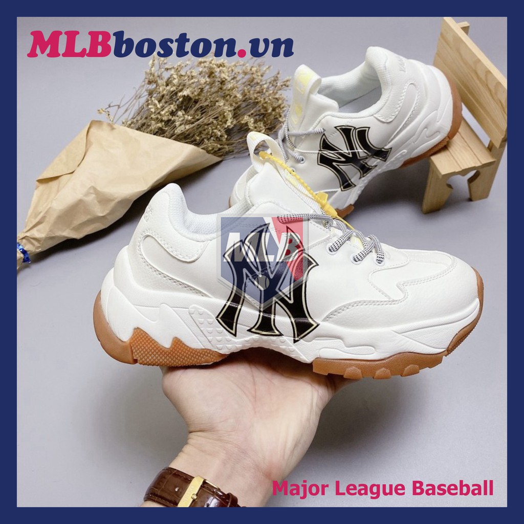 Giày MLB NY Đế Nâu Thể Thao Nam Nữ IN 3D Đế Độn 5CM Full Box