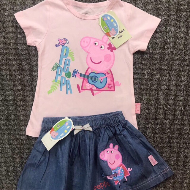 Set váy jean và áo phông peppa pig