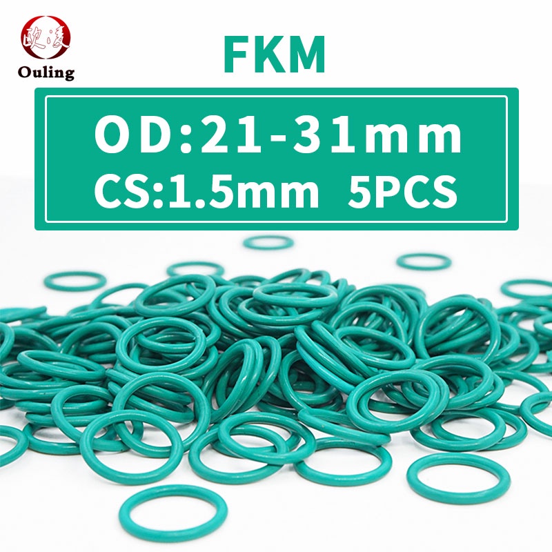 Set 5 Vòng Đệm Cao Su Hình Chữ O Dày 1.5mm OD21 / 22 / 23 / 24 / 25 / 26 / 27 / 28 / 29 / 30 / 31 * 15Mm, Và Kháng Nhiệt Độ Cao