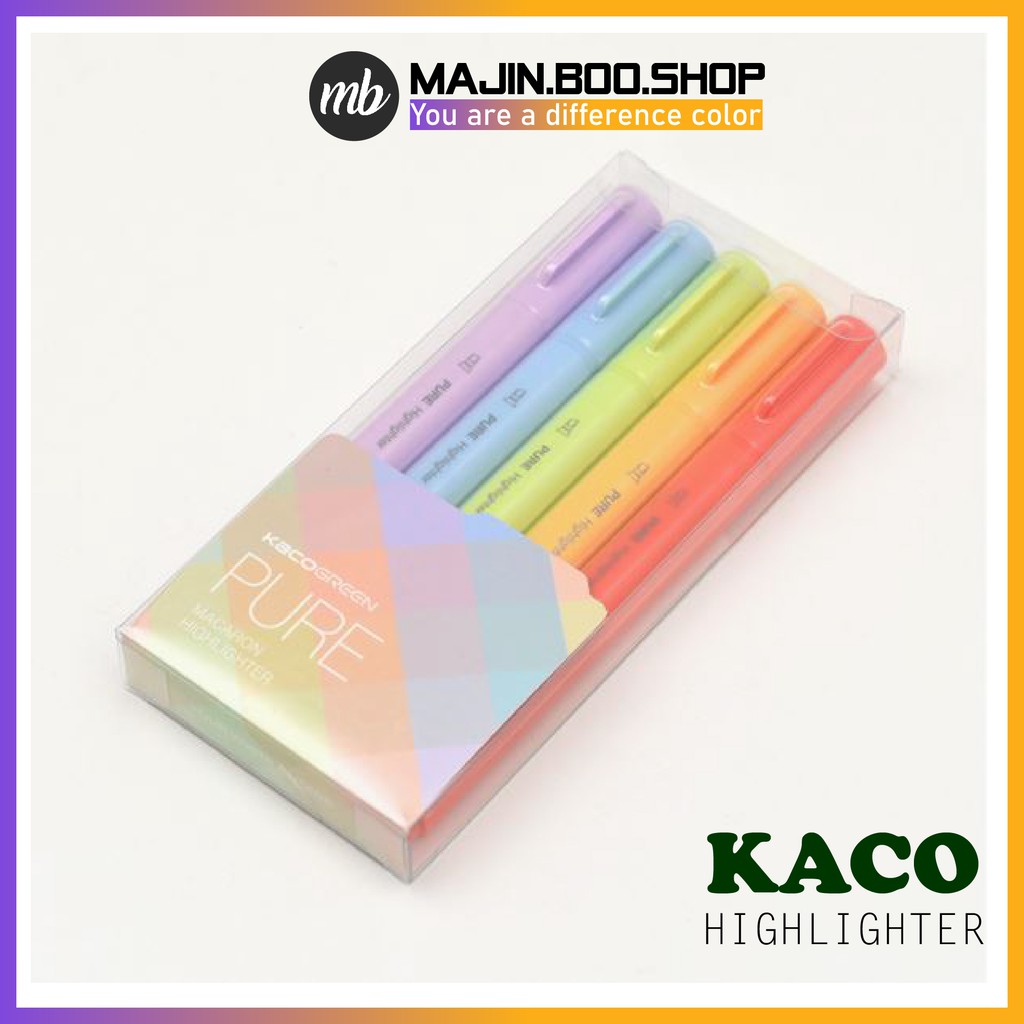 [COMBO 5 BÚT] Bút HIGHLIGHTER KACO PURE 5 màu sắc đậmTone 2 (hàng chính hãng)