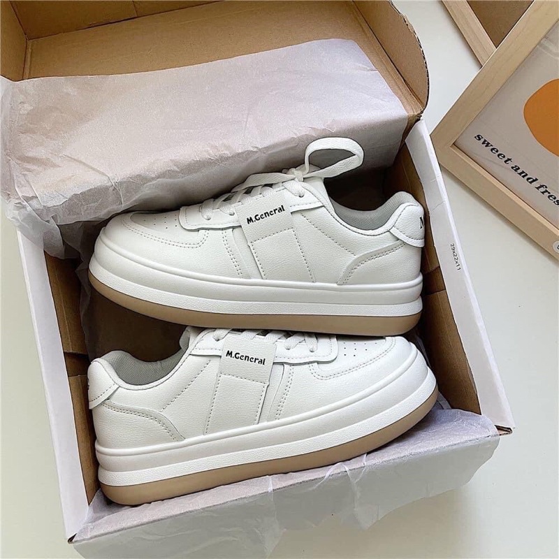 Giầy thể thao trắng có chữ đế bánh mì thời trang Nahada Shop