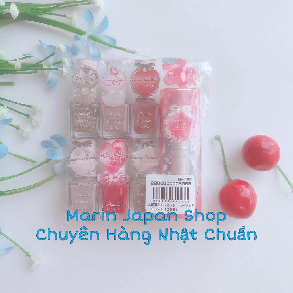 (Sale 60%) Sét 7 món son dưỡng môi hoa anh đào sakura và 6 sơn móng tay Para Do Nhật Bản