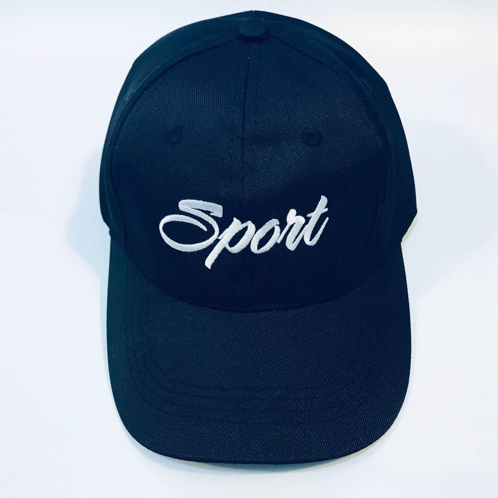 Nón kết thể thao màu đen thêu logo Sport - Mũ Lưỡi Trai MT207