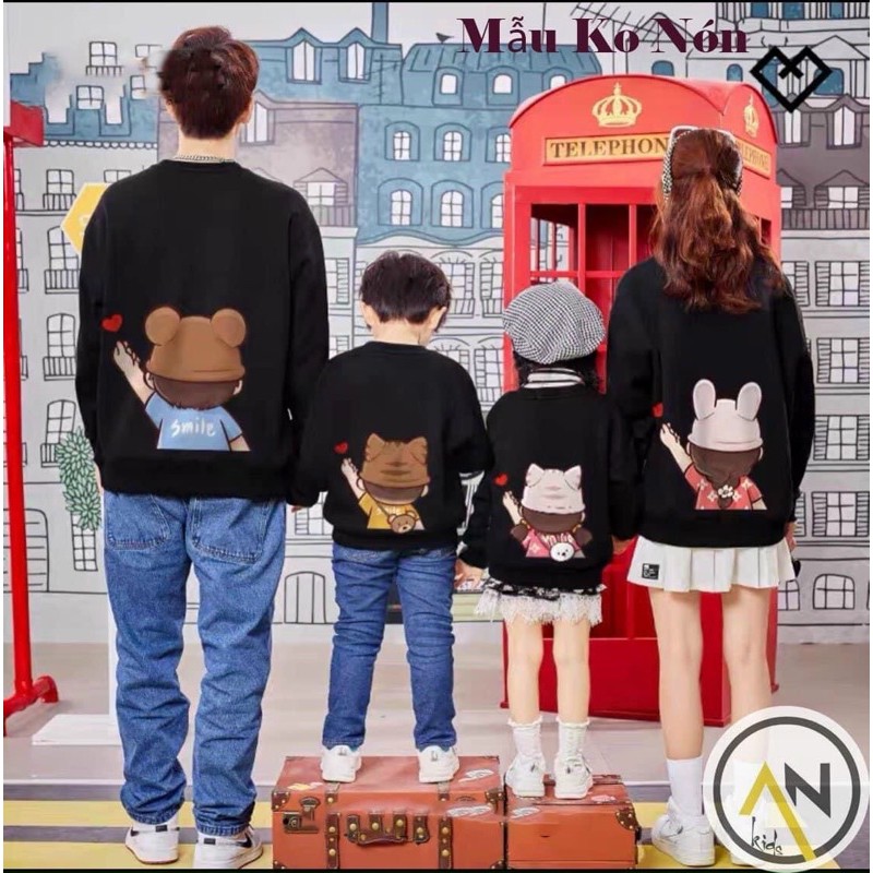 Áo gia đình dài tay ngộ nghĩnh nỉ bông loại 1 đủ màu và size 8-100kg