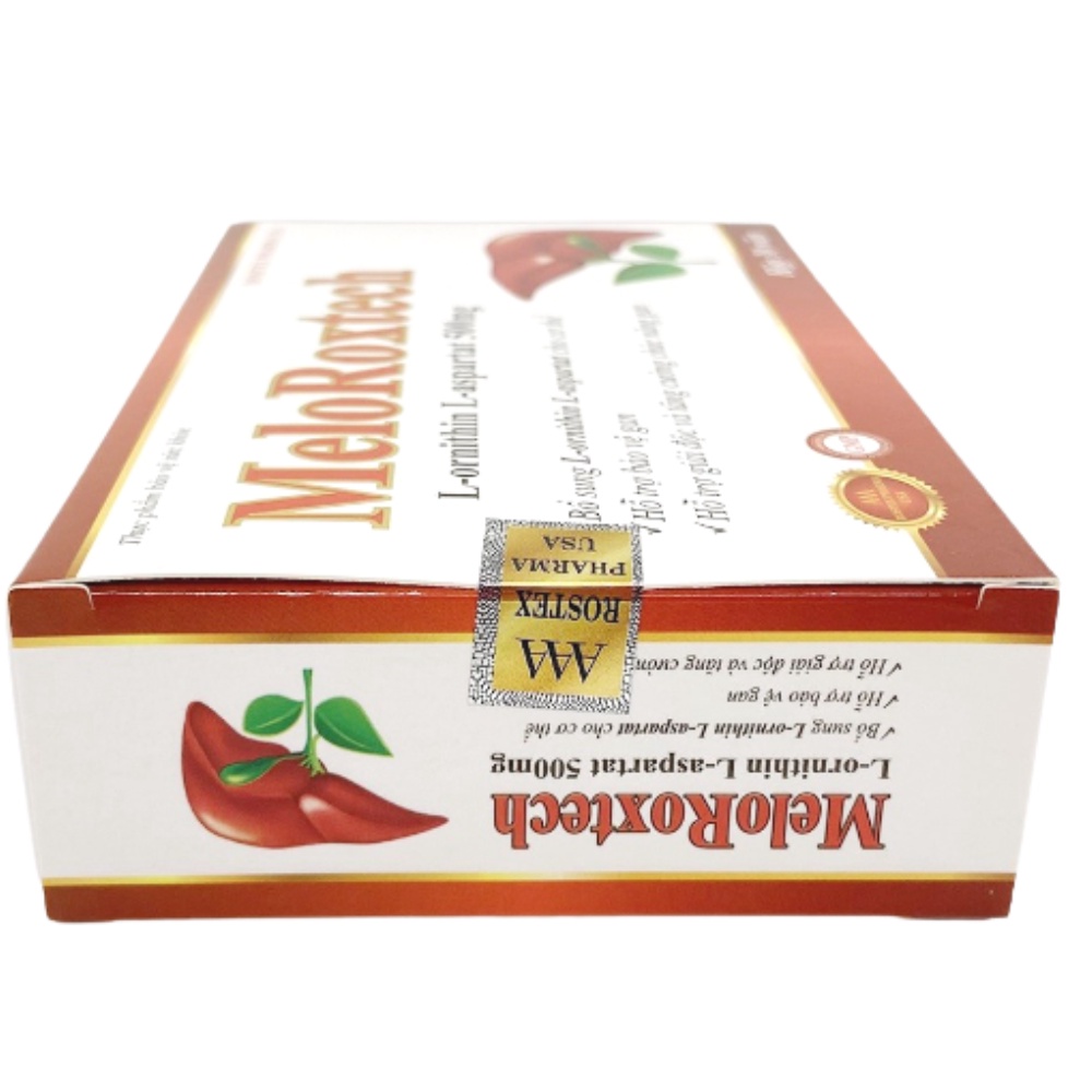 Bổ gan  Meloroxtech L-ornithine L-aspartat 500mg hạ men gan, giải độc gan - 30 viên