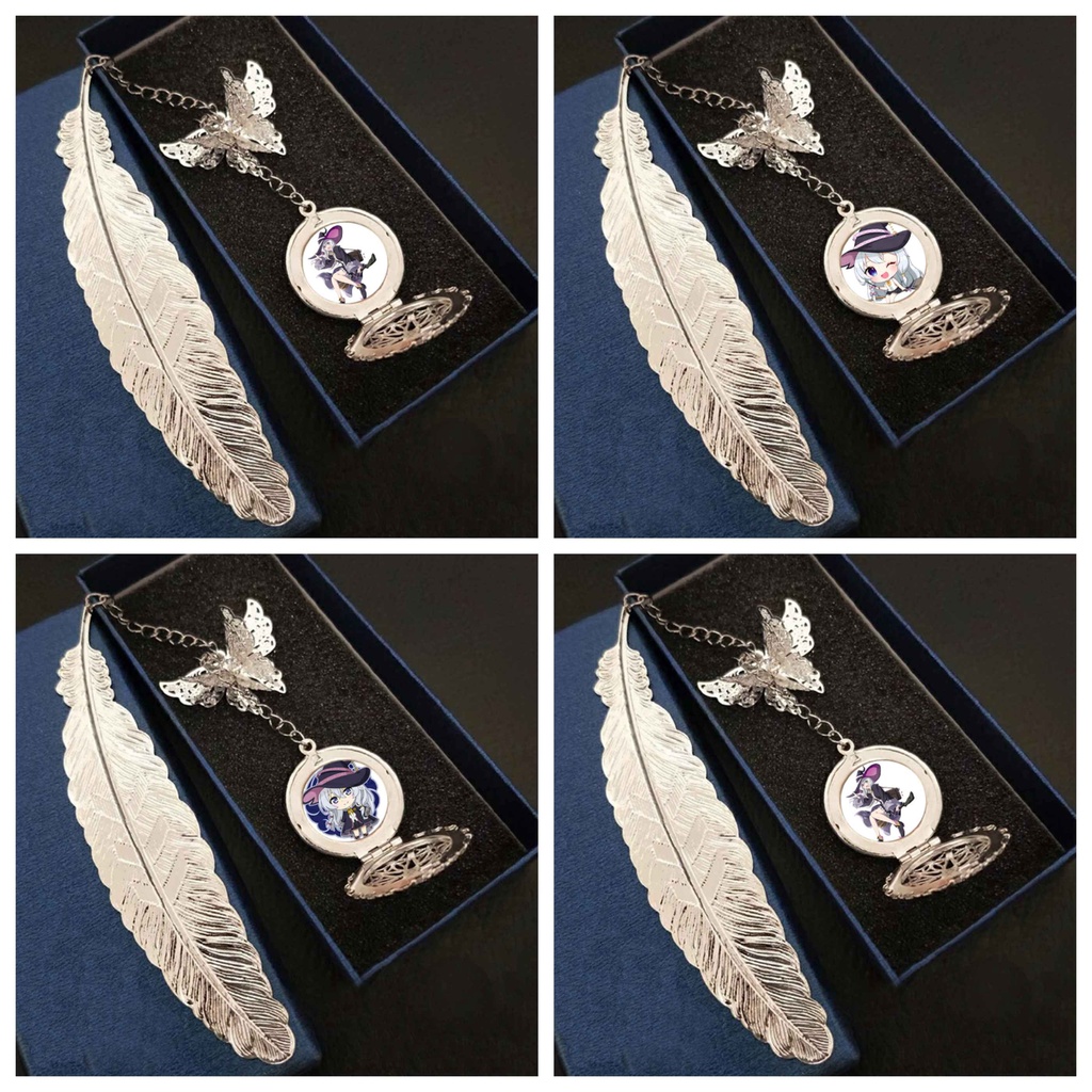 ( không kèm hộp ) Bookmark nhân vật HÀNH TRÌNH CỦA ELENA anime chbi lông vũ gắn điệp lá kim loại mỏng