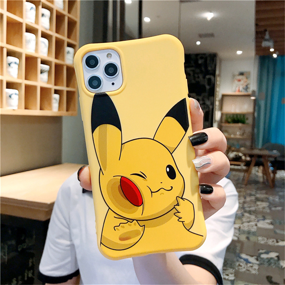 Ốp Điện Thoại Silicon Mềm Chống Rơi Hình Pikachu Màu Vàng Cho Iphone 12 Mini 12 11 Pro Max X Xr Xs Max 6 7 8 Plus Se2020