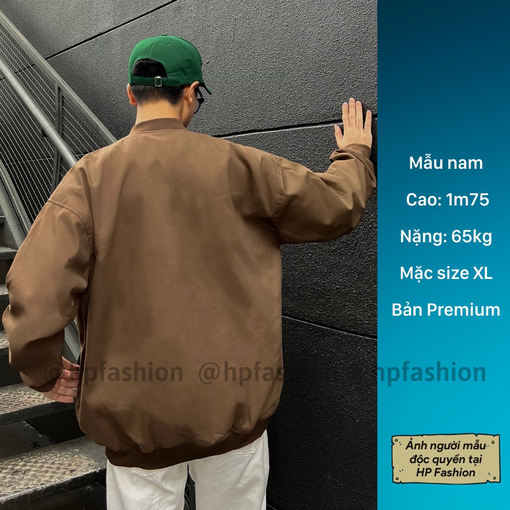 Áo khoác bomber trơn chất kaki bố cao cấp phong cách Hàn Quốc form unisex nam nữ - B02 - Happy Style