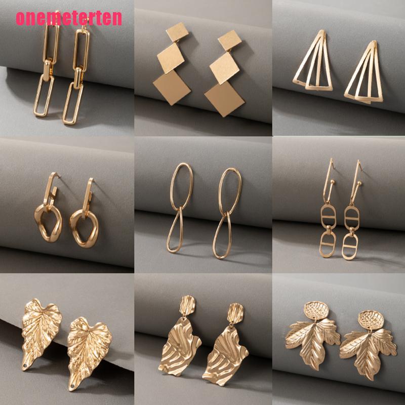 【TEN】Geometric Flowers Gold Dangle Earrings for Women Luxury Leaf Earrings Jewe