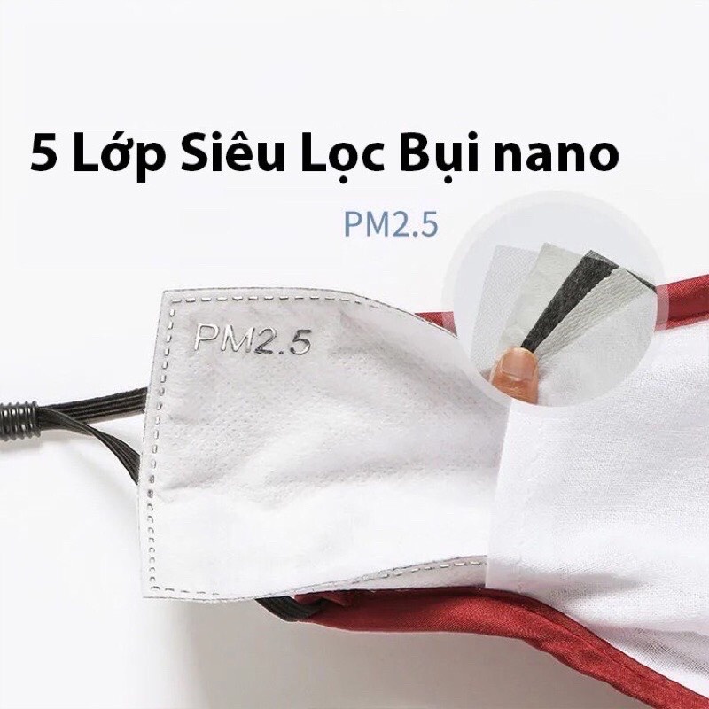 Khẩu trang vải cho bé có kính chắn bụi giọt bắn kèm tấm lọc than hoạt tính chống bụi mịn chống virus