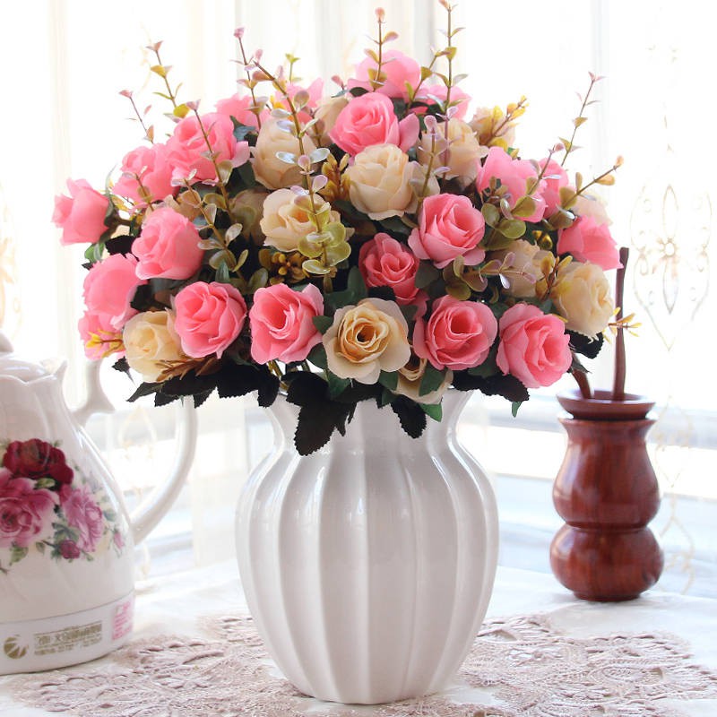 Mô phỏng hoa giả hoa trang trí hoa phòng khách công cụ bàn ăn trong chậu hoa lụa hoa tv tủ tủ lạnh hoa nhựa