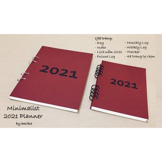 Minimalist 2021 Planner 19x24 cm (tương đương B5) - Sổ còng 4 lỗ - Chấm bi, Ô vuông, Kẻ ngang, Trơn
