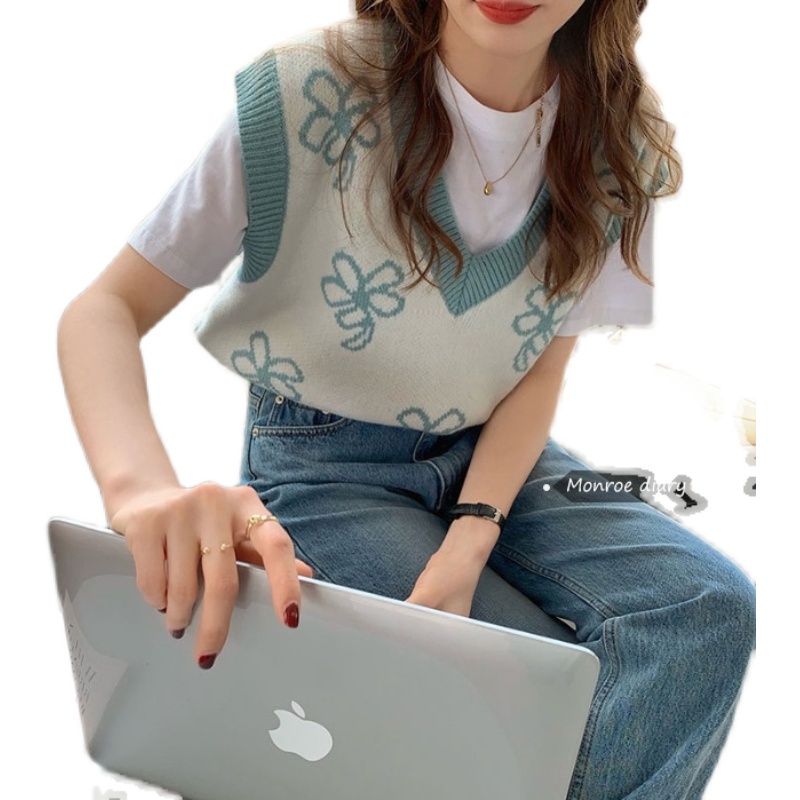 Áo Sweater Không Tay Dáng Rộng Phong Cách Retro Cho Nữ