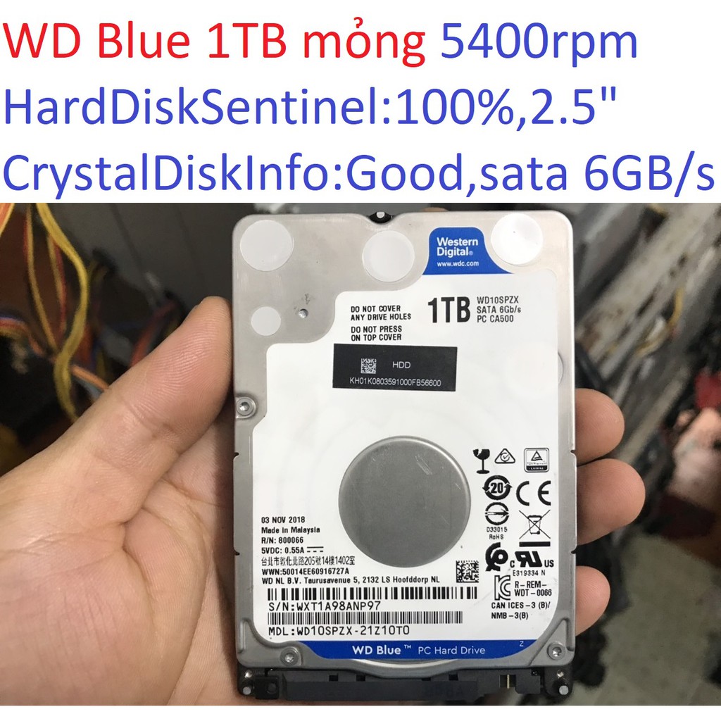 ổ cứng cho laptop WD Blue 1TB 1000GB 5400RPM sata 3 6 GB/s 2.5 &quot; inch 7mm hdd 100% Good WD10SPZX