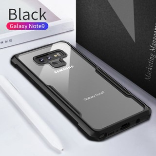 Ốp lưng XUNDD Samsung Note 9 mặt lưng trong suốt, viền cao su Chống sốc - Đen, Đỏ
