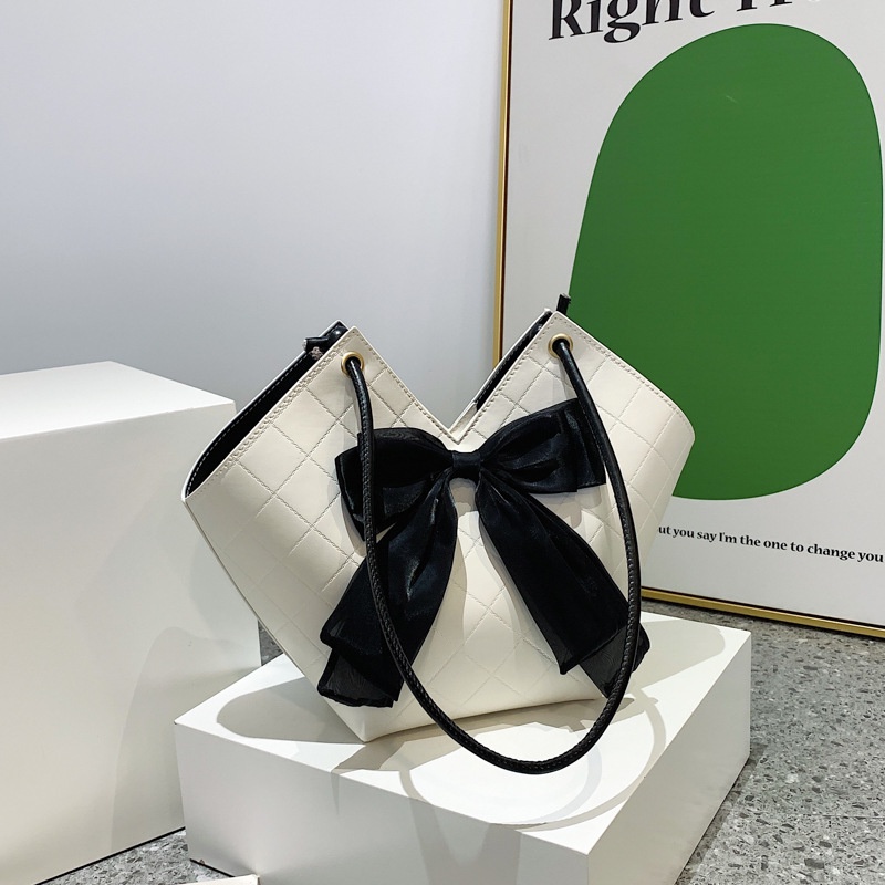 Túi Xách Màu Trơn Thêu Họa Tiết Thắt Nơ Thời Trang Mùa Hè Mới Cho Nữ