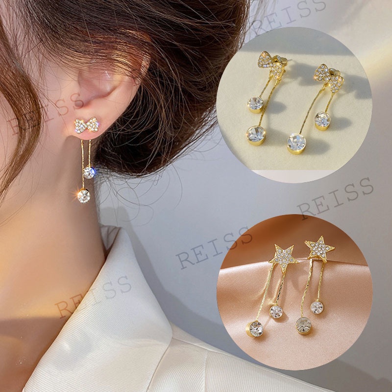 Khuyên Tai Tua Rua Đính Đá Zircon Phong Cách Ngọt Ngào Dành Cho Nữ