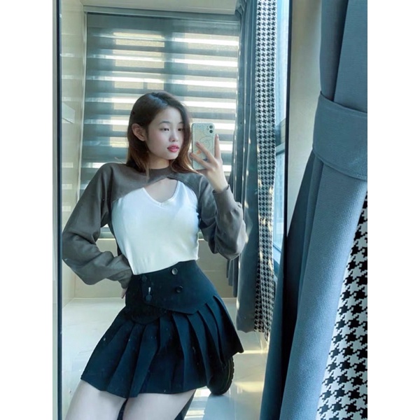 Áo CROPTOP chéo vai -Ju Seok Kyung PENTHOU Kèm ẢNH THẬT Cuộc chiến thượng lưu