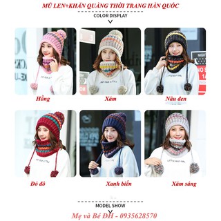 Mũ len nữ kèm khăn Hàn Quốc