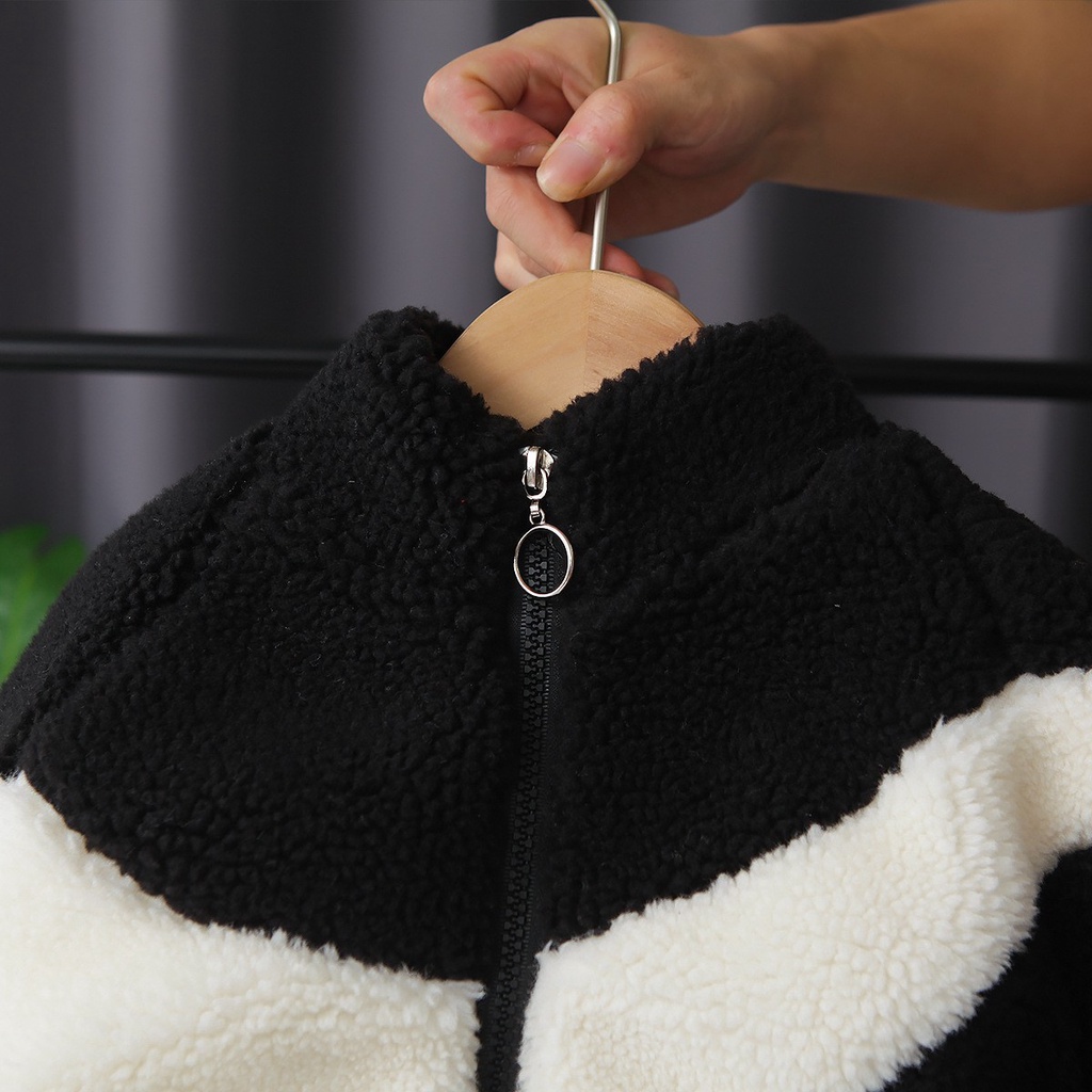 Áo khoác lông cừu trần bông siêu ấm áp cho bé 8-25kg hàng QCCC