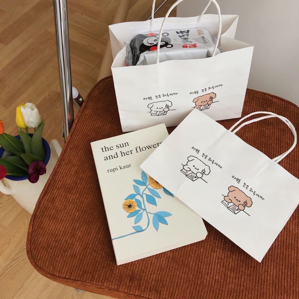 Túi giấy có quai xách đựng quà tặng phong cách Hàn Quốc