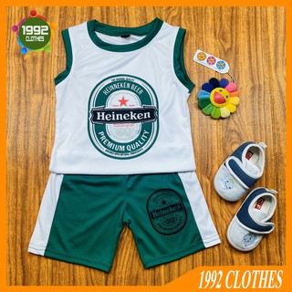 Đồ Bộ Trẻ Em Hình Heniken Siêu Dễ Thương - Đồ Thể Thao Tay Ngắn Chất Liệu Cotton Mềm Mại Cho Bé
