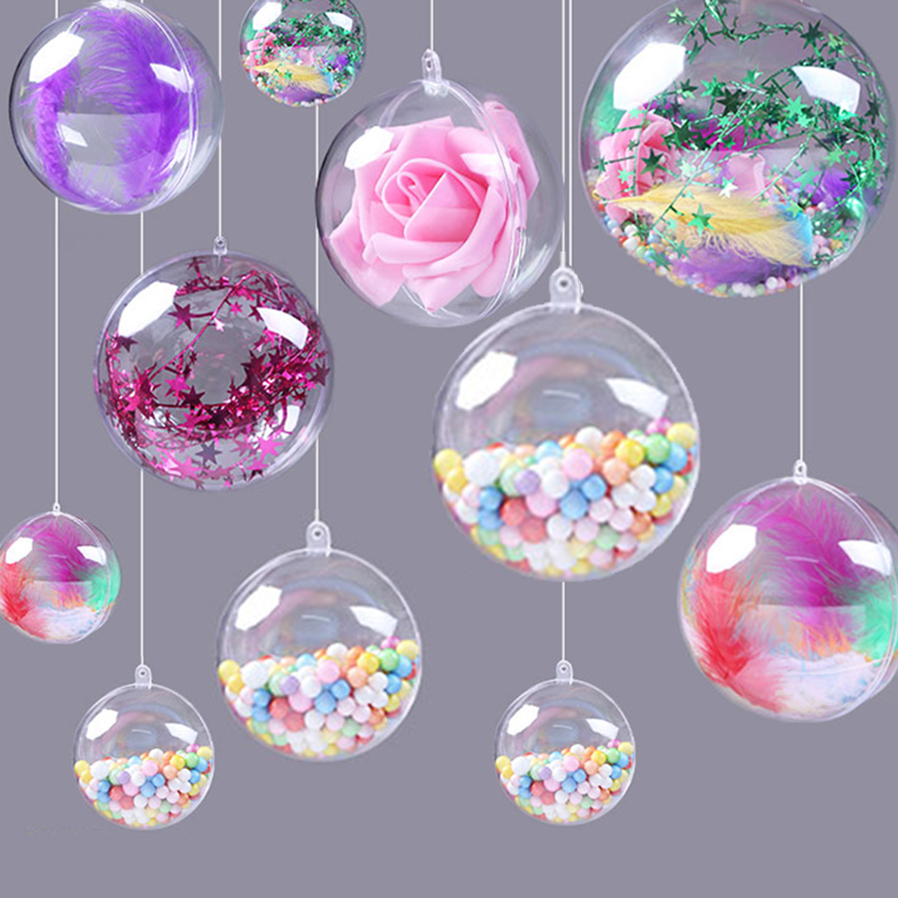 PEONY /5pcs Home Decor Candy Box DIY Gifts Christmas Tree Decoration Transparent Balls Hanging Ornaments Plastic Party Supplies Xmas Fillable